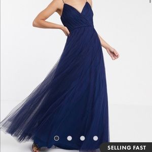 ASOS Cami Pleated Tulle Navy Dress